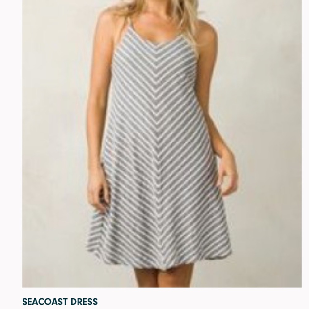 Prana Seacoast Dress, XL, White & Gray